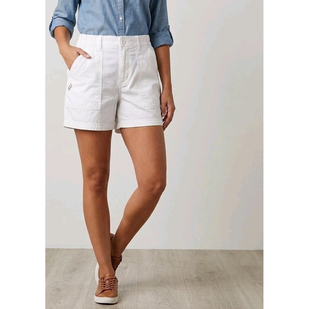 Magellan Outdoors Womens Size M White Cargo Utility Hiking Shorts Elastic Waist